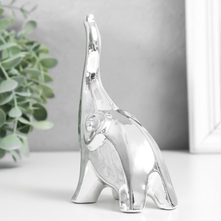 Souvenir Ceramics "Elephant - Dobrot Up" silver 8x5.3x14 cm-1