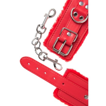 Handcuffs Anonymo, PU Skin, 27 cm, red color-5
