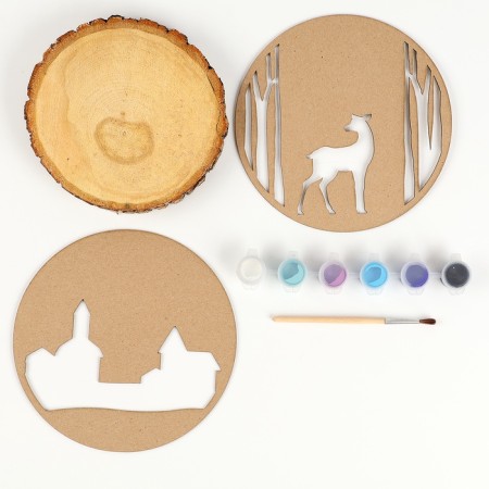 Wood on the New Year for children. Drawing on the saw "Deer", a set for creativity-3