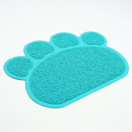 2-in-1 rug for a bowl/toilet for animals "Paw", 40 x 30 cm, turquoise-1