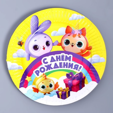 Disposable paper plate "animals", 18 cm-1