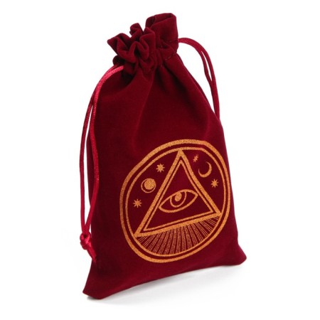 Tarot bag, “all -seeing eye”, velvet, burgundy, 12x18 cm-1