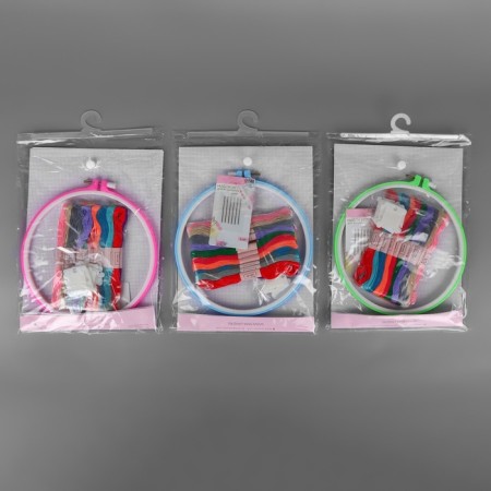 Cross embroidery kit: canvas without a drawing 30 × 20 cm, threads 20 pcs, hoop d = 18 cm, needles 6 pcs, bobbins 10 pcs, color mix-7