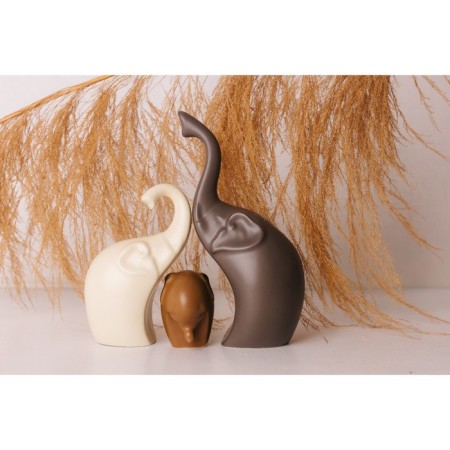 Souvenir Ceramics "Family Elephants" Matte set 3 pcs 7x7 12x12 22x13 cm-4