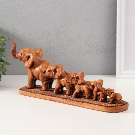 Polystone souvenir "Five elephants on a stand" under a tree 6.3x31x12.5 cm-1