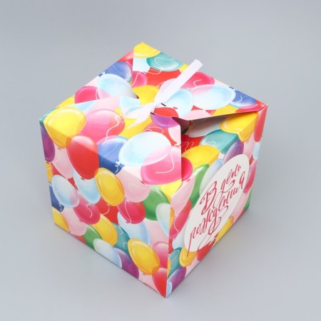 Gift folding box, packaging, “Birthday”, 18 x 18 x 18 cm-4