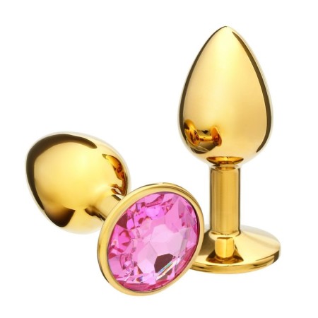 Anal traffic jam-hoods, gold, pink crystal, d = 27 mm