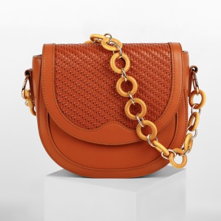 A chain for a bag, with carbines, wooden, d = 2.5/3 cm, 60 cm, brown/gold color-2