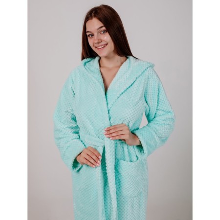 Women's robe with a hood, size 46, menthol color-3