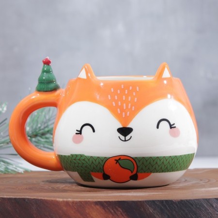 New Year! New Year's ceramic mug "Happiness in tangerines", 400 ml-1