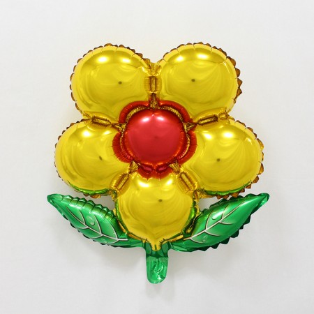 Foil ball 20 "Flower" with a valve, yellow color, middle mix