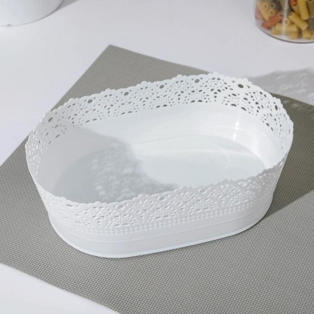Vase for bread and fruits "Opener", 14 cm x 22 cm x 8 cm, white color-1