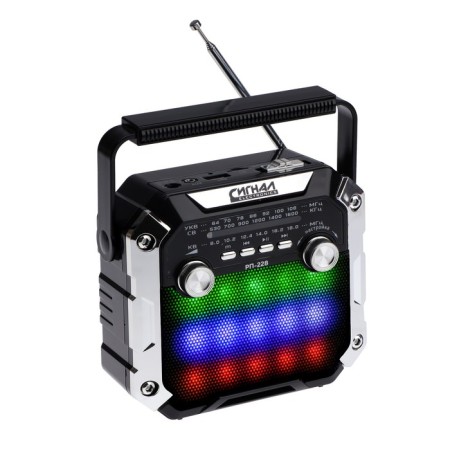 Radio receiver "RP-228", 220V, battery 1200 mAh, USB, SD, black