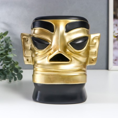 Souvenir Polystone Salvetnik "Aboriginal with a sharp nose" black-gold 19x12x20 cm-5