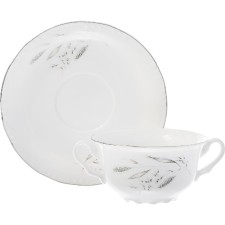 A cup with a saucer for constance broth, decor 