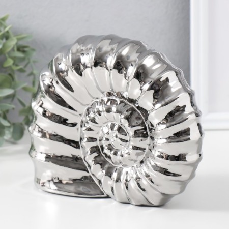 Souvenir ceramics "shell spiral" silver 20.5x6x16 cm-2