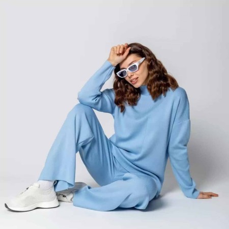 Women's costume (jumper/trousers), blue color, size 44-48 (One size)-3