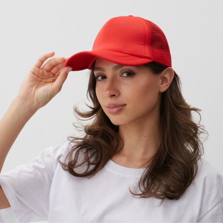 Baseball cap with minaku grid, red color, size 56-58