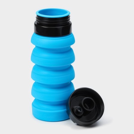 Water bottle folding shade "Stone", silicone, 530 ml, 7 × 21 cm, blue color-5
