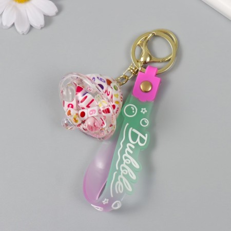 A plastic keychain with a carbine, a strap "Flying Bandage" Water with decor1.8x5.3x5.6 cm-2