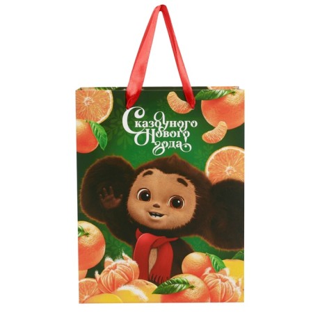 New Year. Gift package, 18x23x11.5 cm, packaging, Cheburashka-2