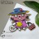 Multiple brooch "Madame cat", colored in ferrous metal