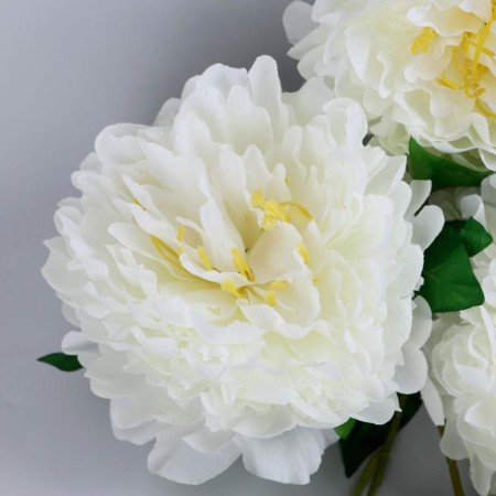 Artificial flowers "Kustovo peony" 5 buds, 15x110 cm, white-1