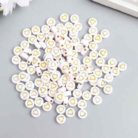 A set of beads for creativity plastic "Golden heart in the circle" White 20 g 0.3x0.7x0.7 cm