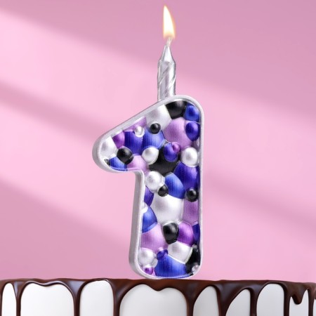 Candle for the cake "Bubbles", the number "1", 10 cm, silver