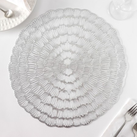 Set of serving napkins on the table "Budons", d = 38 cm, 4 pcs, color silver-4