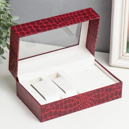 Casket Plastic for clock 2 compartments and jewelry "Red Python" 7x10.5x17.5 cm-1