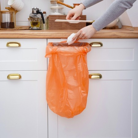 Holder for the garbage bag suspended on the door 1.7 cm, white color-7
