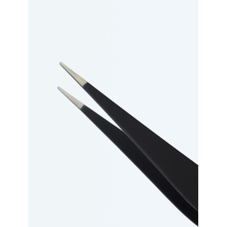 Pinzet for eyelash extensions, straight, 12 (± 1) cm, black color-1