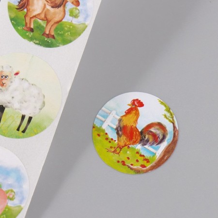 Stick Paper "Animals in the village" d = 2.5 cm 252 pcs in the roll-2