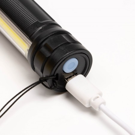 Manual battery flashlight, 400 mAh, 1 W, LED, COB, 3 modes-2