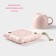 Tea steam ceramic with a spoon "Zephar", 2 items: a cup 250 ml, a saucer d = 13 cm, pink color
