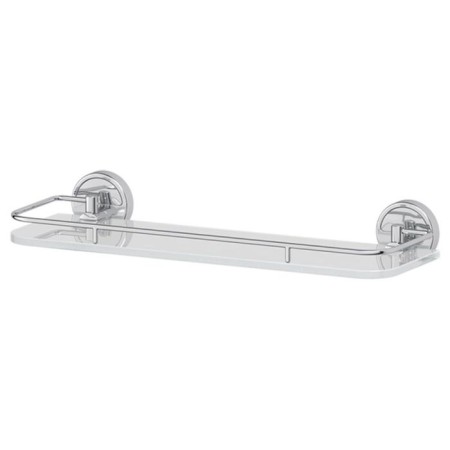 Shelf with holders, width 40 cm, matte glass, chrome