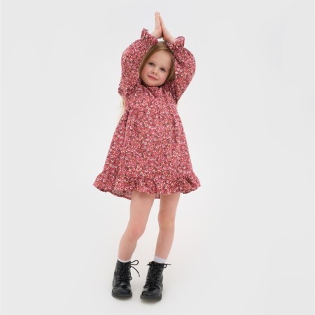 Платье детское KAFTAN "Цветы", р. 34 (122-128), розовый-4