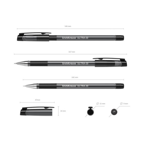 Ballic handle Erichkrause Ultra-30 Original, node 0.7 mm, black ink, letter length 1000 meters-1