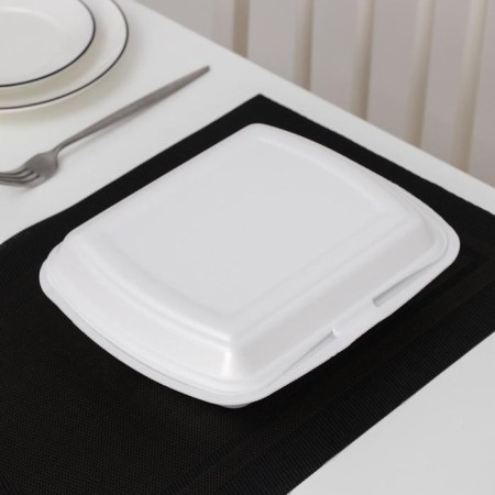 Disposable lunch box, 24.7 × 20.6 × 7 cm, 3 sections, white color-2