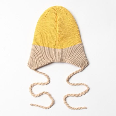 Children's hat minku rr 42-44, mustard/beige color-2