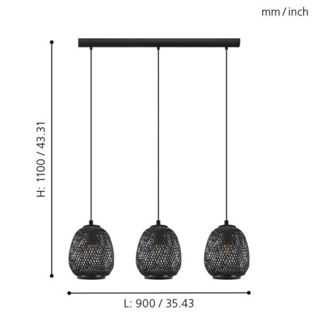 Suspension Dembleby, 3x40W E27-1