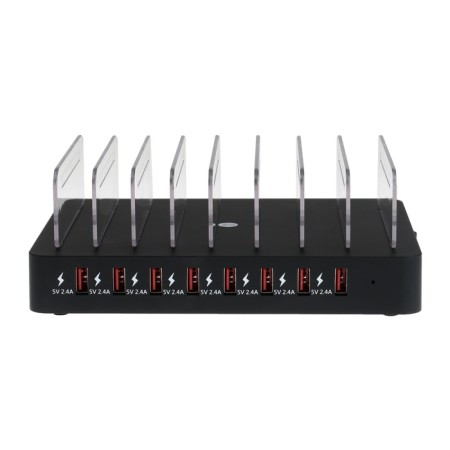 Charger station X6, 8 USB, 2.4 A, 96 W, with separate storage of devices, black-2