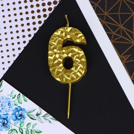 Candle for the cake, number "6", gold, 4 x 10 cm.-3