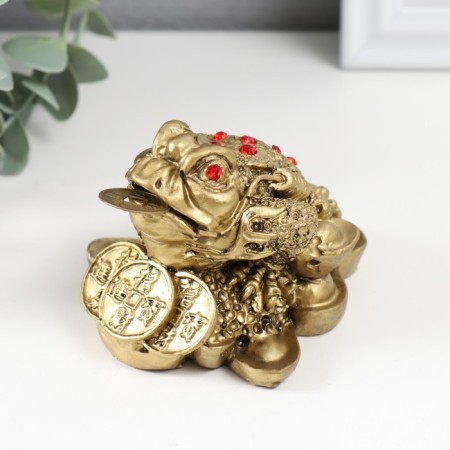 NECK Polystone for bronze "Cash toad with three coins" 8.4x7x5.3 cm-3