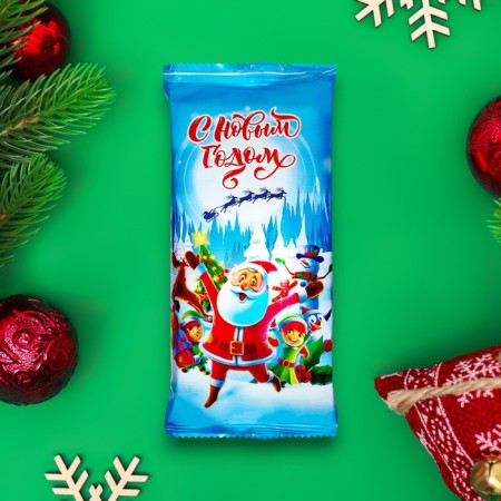 New Year. Dairy chocolate "New Year's world" with a taste of caramel, 100 g