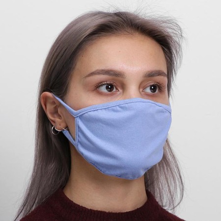 Reusable face mask of 100 % cotton, 2-layer, blue, 19 x 13 cm-2