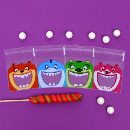 BOPP package with sticky tape, "festive assorted", 10*10+3cm