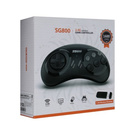 SG800 game console, 1600 games, AV cable, 2 wireless joysticks, black-8