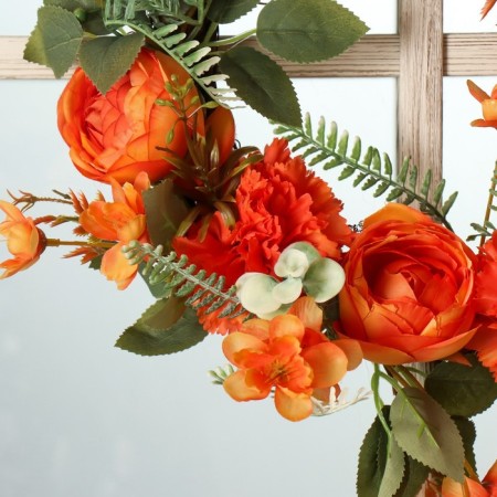 Wreath on the door Interior "Orange Flowers" 32x7x32 cm-2